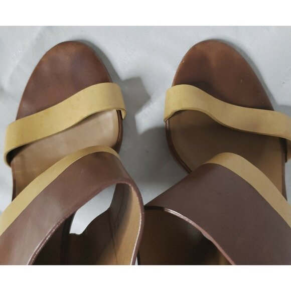CHLOE Women's Brown & Camel Leather Ankle Strap Buckle Sandal Heels Size 6/37 - Picture 5 of 16